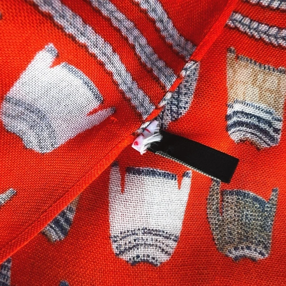TALBOTS LONG LENGTH SCARF WRAP MINI ICELANDIC SWEATER DESIGN ORANGE BRAID TRIM